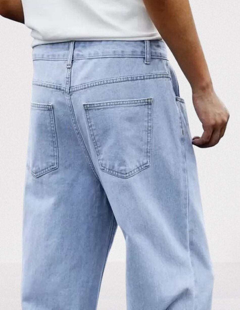 Vasura Jeans Loose Fit Mid Rise Light Blue Men Denim Jeans - Image 4