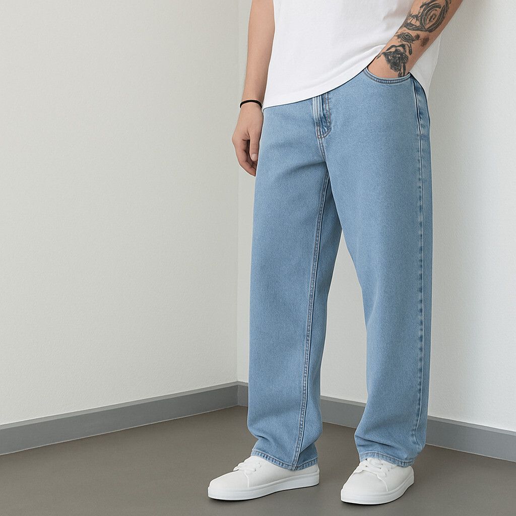 Vasura Jeans Loose Fit Mid Rise Light Blue Men Denim Jeans