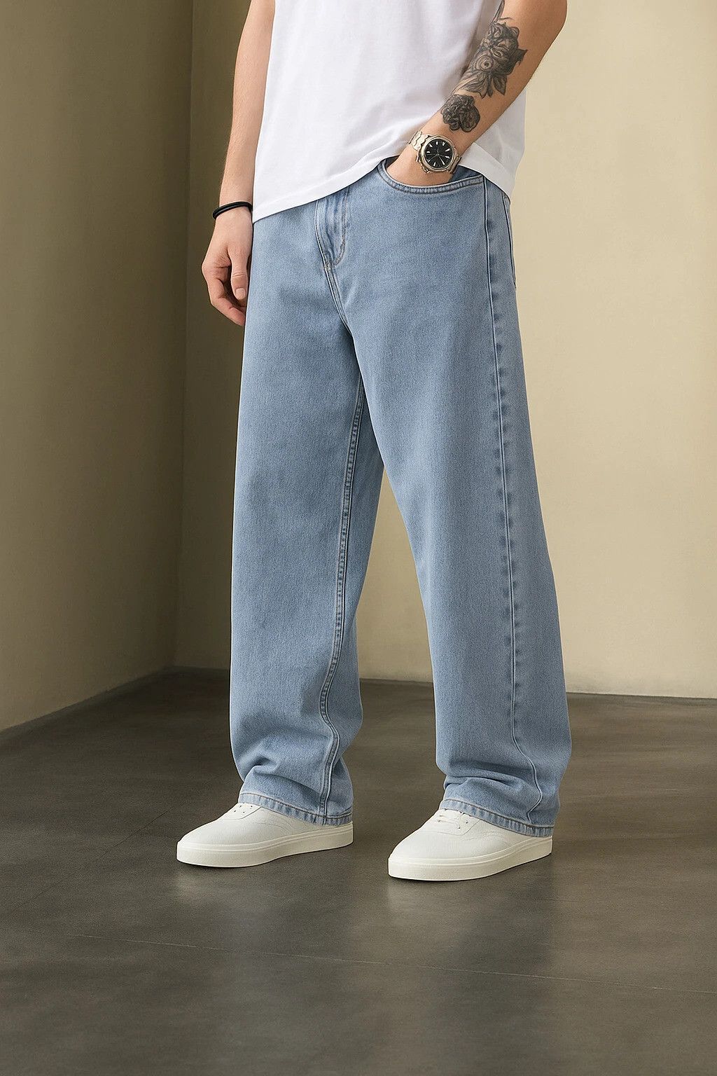 Vasura Jeans Loose Fit Mid Rise Light Blue Men Denim Jeans