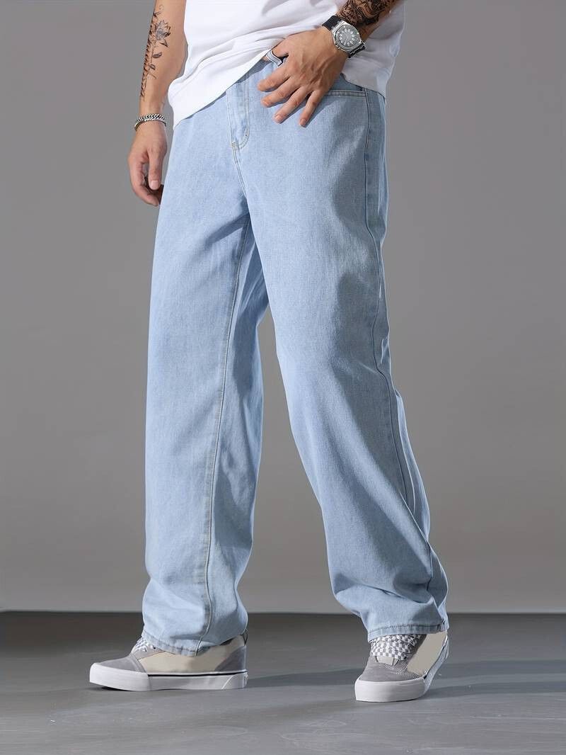 Vasura Jeans Loose Fit Mid Rise Light Blue Men Denim Jeans - Image 4