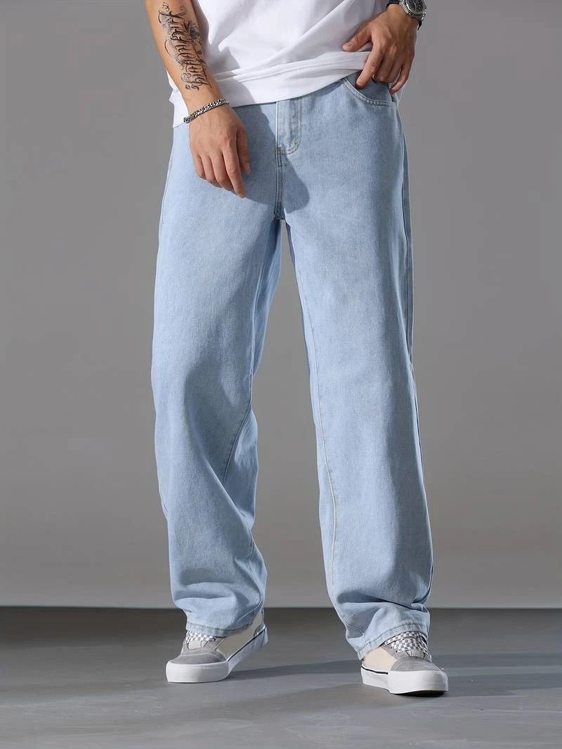 Vasura Jeans Loose Fit Mid Rise Light Blue Men Denim Jeans